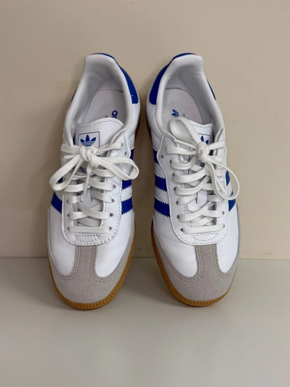 Adidas: Kids' Grade School Samba OG Shoes, Blue / White / Gum Sole, Size Y4.5